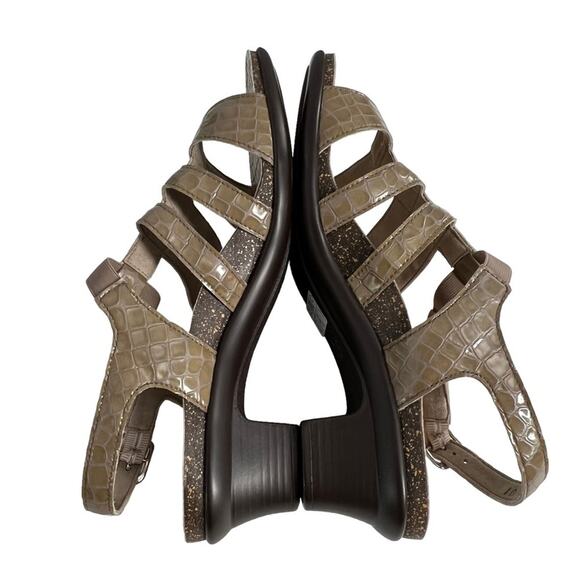 SAS Allegro Heel Strap Sandal Tan Croc Embossed Women's Size 10  Brand New - Picture 7 of 13